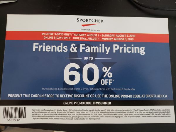 Sport Chek Friends \u0026 Family Pricing 
