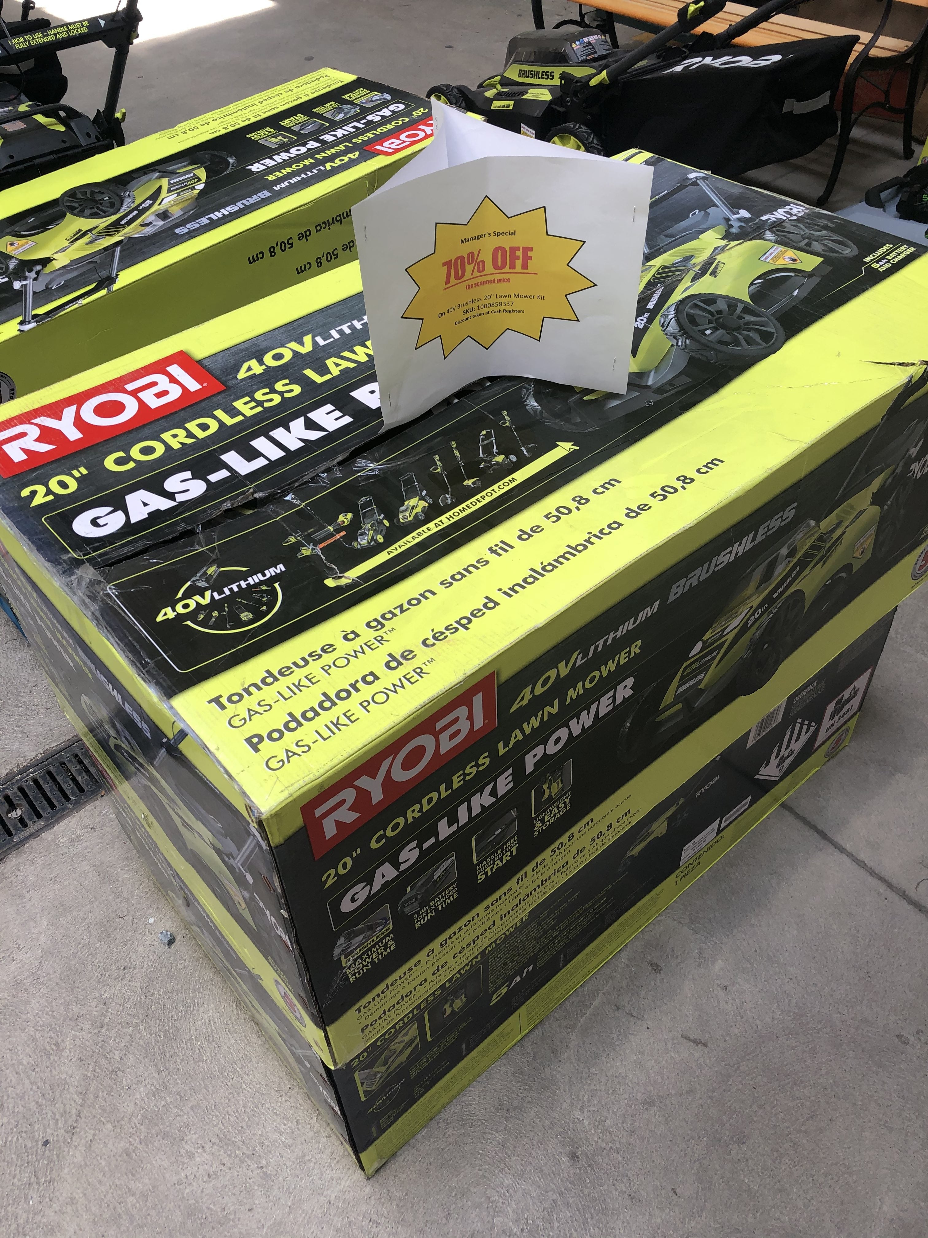 [Home Depot] YMMV Ryobi 40V brushless cordless lawnmower 107