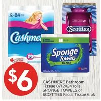 Cashmere Bathroom Tissue, Sponge Towels Or Scotties Facial Tissue 