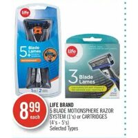 Life Brand 5 Blade Motionsphere Razor System Or Cartridges