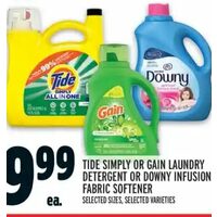 Tide Simply Or Gain Laundry Detergent Or Downy Infusions Fabric Softener