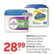 Nestle Good Start Formula Or Alsoy Formula Similac Advance, Go & Grow Or Sensitive Formula - $28.99