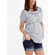 Short Sleeve Printed Maternity Peasant Blouse - $5.99 ($53.91 Off)
