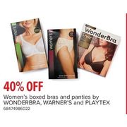 Women's Boxed Bras and Panties by Wonderbra, Warner's, and Playtex - 40% off