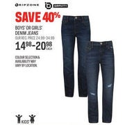 Ripzone Boy's Or Girl's Demim Jeans  - $14.98-$20.98 (40% off)