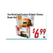 One World Halal Tandoori All Beef / Chicken Burger - $6.99