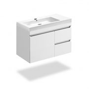 32" Glossy White Wall-mount Vanity Set With An Off-centered Polymarble Sink Ariel Collection - $485.00 ($84.00 Off)