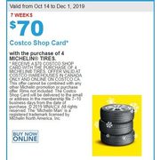 $70.00 Costco Shop Card w/ Michelin Tires Purchase