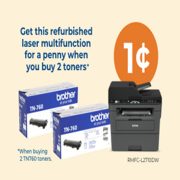 Brother: 1¢ Refurbished Laser Multifunction Printer with 2 TN760 Toners Purchase + More
