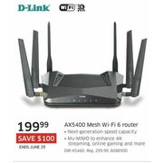 D-Link AX5400 Mesh Wi-Fi 6 Router - $199.99 ($100.00 off)