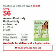 Aveeno Positively Radiant Daily Moisturizer - $21.99 ($6.00 off)