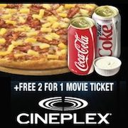 Pizza Pizza: Get 2-For-1 Cineplex Movie Ticket with Select Combo Purchase Starting at $11.99